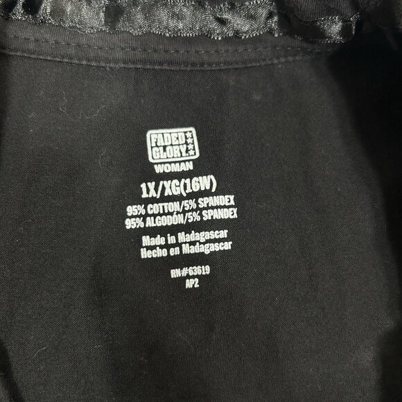 Faded Glory Women Black Polo Shirt Top Short Sleeve V Neck Buttons Size 1X 16W - Picture 5 of 6